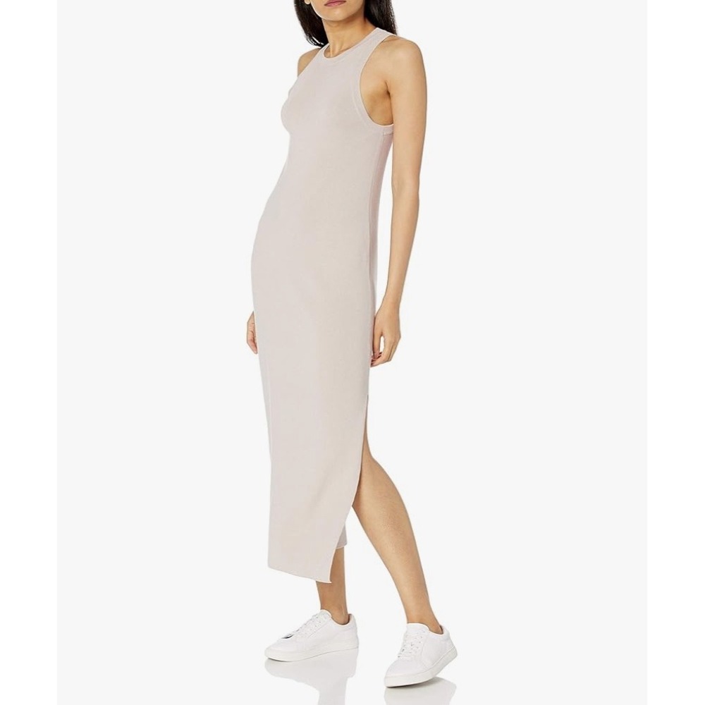 "The Drop" Women's Gabriela Side Slit Maxi Sweater Dress "Cloud Gray" Small -NWT